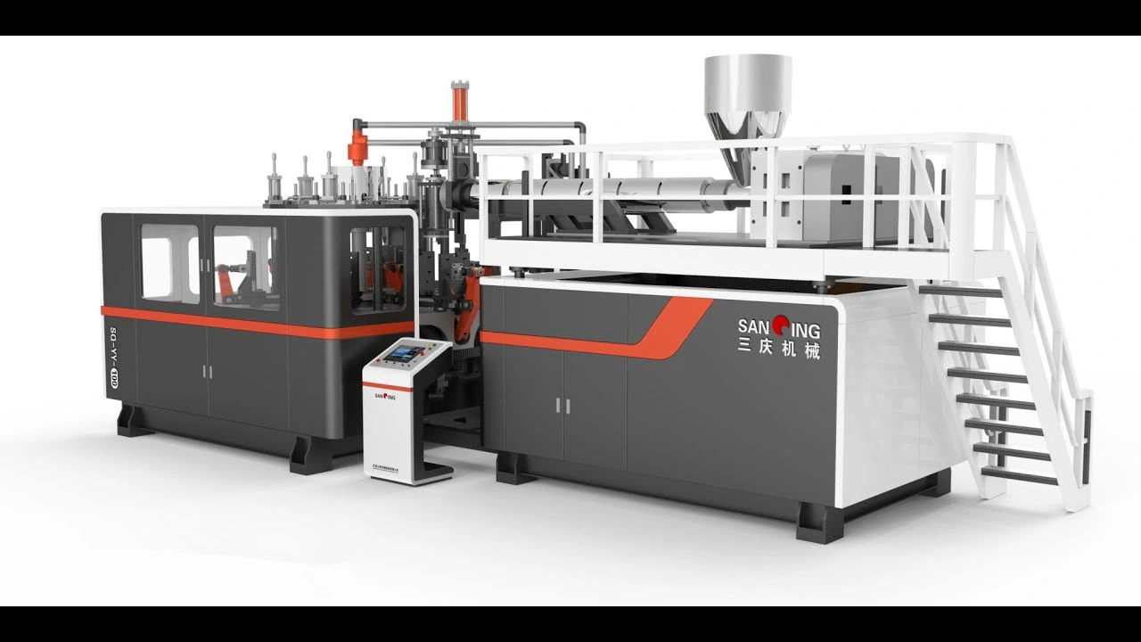 Máquina de extrusión-soplado con plataforma para el operador