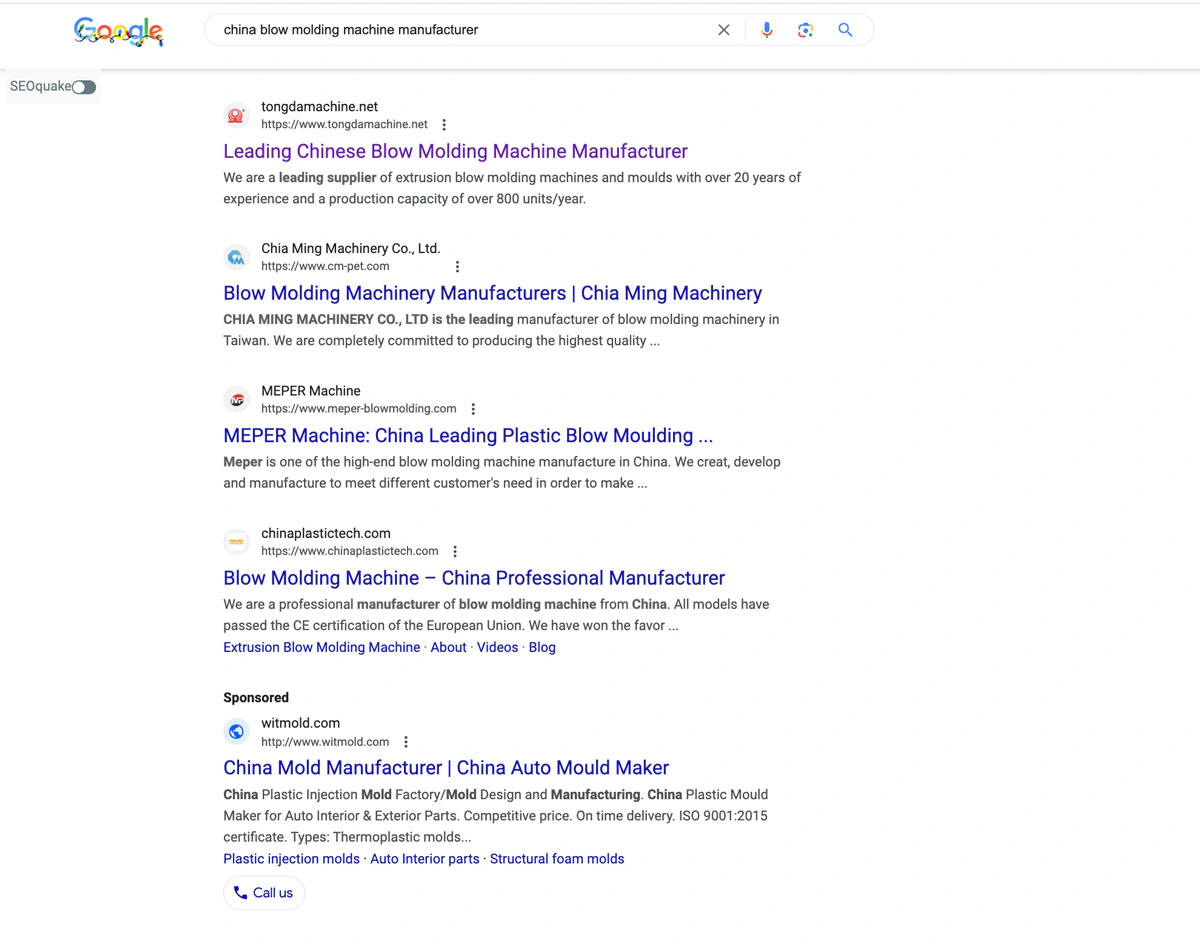 Búsqueda de sopladoras en Google