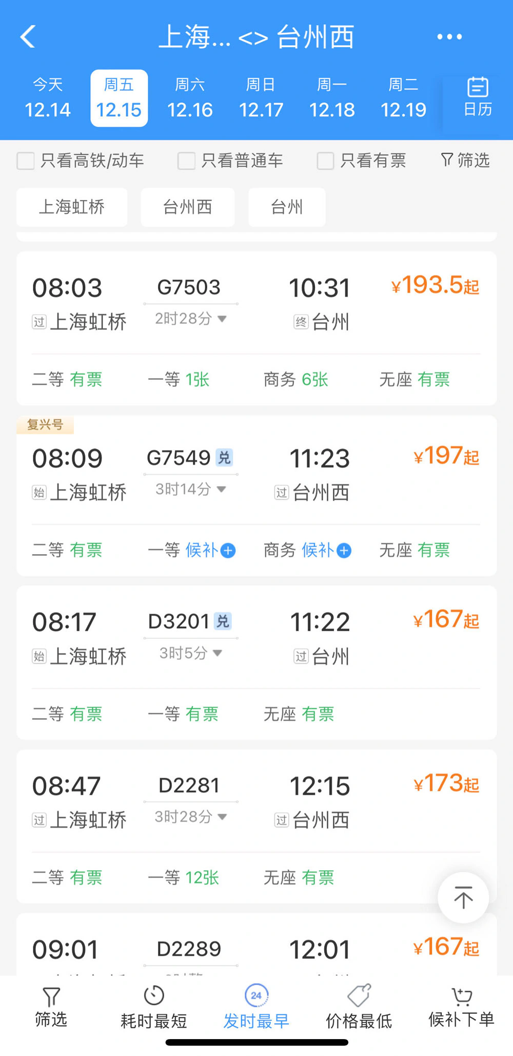 De Shanghái Hongqiao a Huangyan, Taizhou