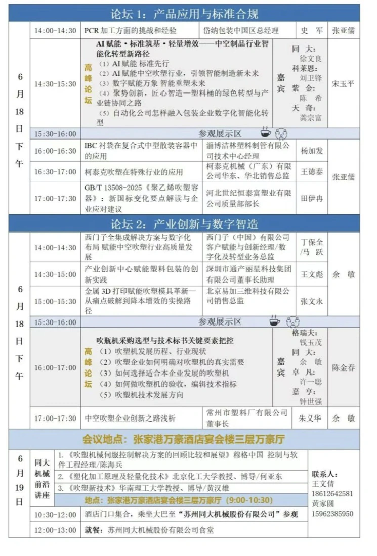 Programa de foros de la tarde del 18 de junio y del 19 de junio
