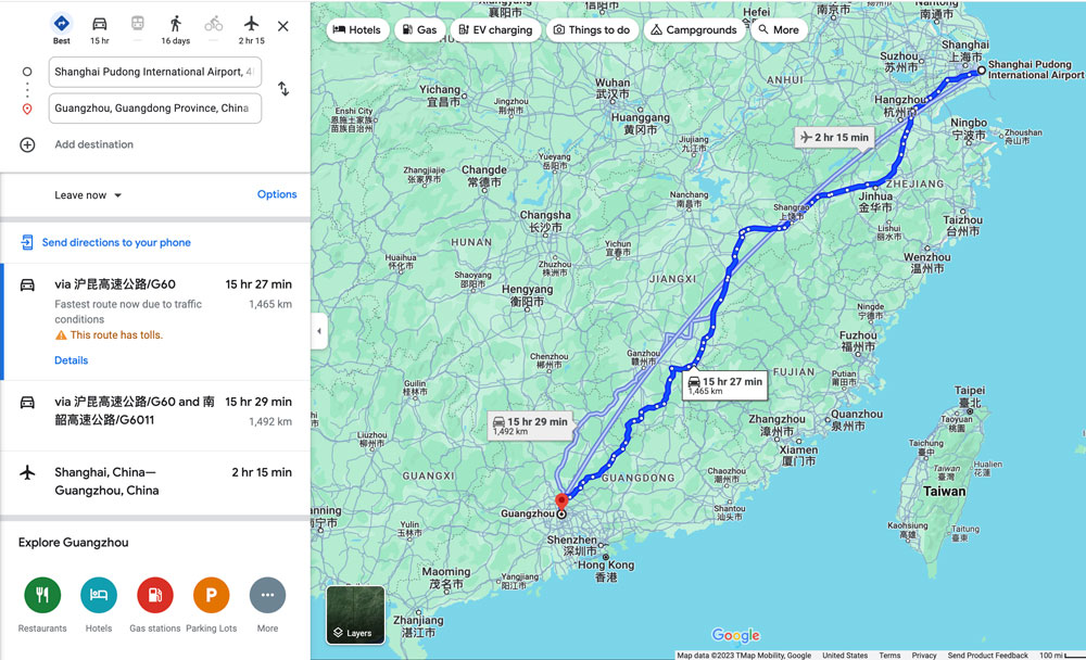 Viaje de Shanghái a Guangzhou